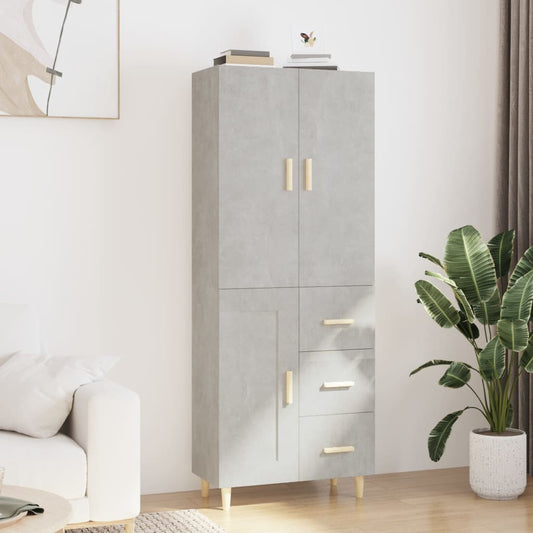 Kaappi betoninharmaa 69,5x34x180 cm tekninen puu - Sisustajankoti.fi