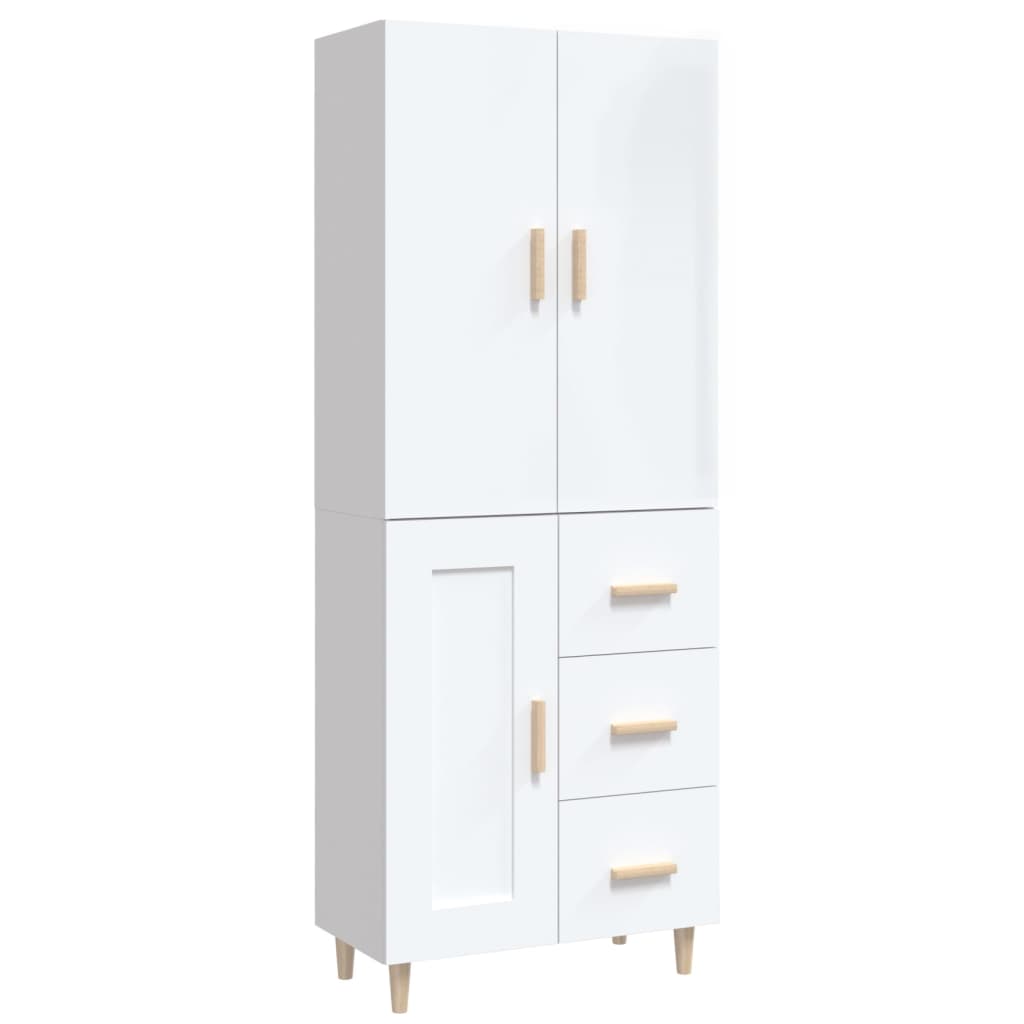 Kaappi korkeakiilto valkoinen 69,5x34x180 cm tekninen puu - Sisustajankoti.fi