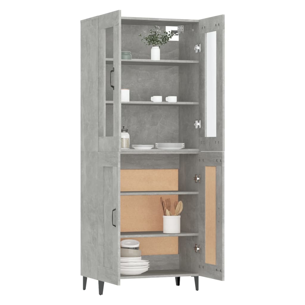 Kaappi betoninharmaa 69,5x34x180 cm tekninen puu - Sisustajankoti.fi