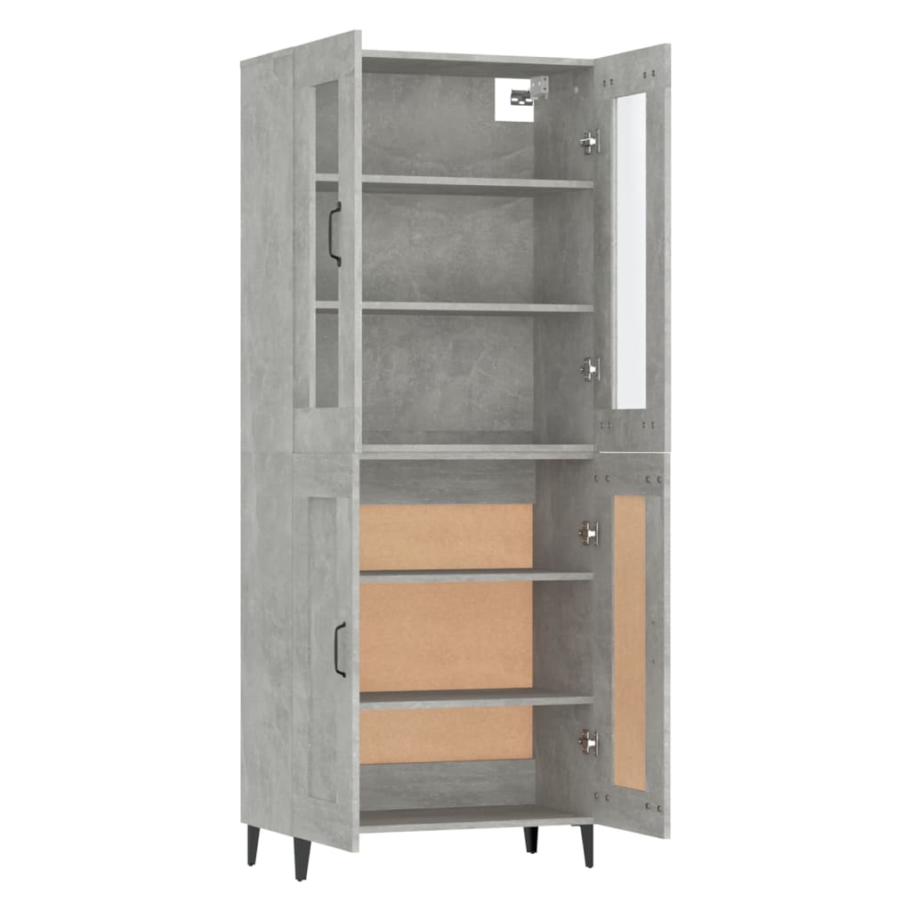 Kaappi betoninharmaa 69,5x34x180 cm tekninen puu - Sisustajankoti.fi
