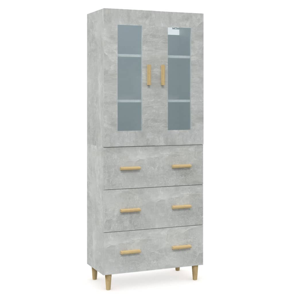 Kaappi betoninharmaa 69,5x34x180 cm tekninen puu - Sisustajankoti.fi