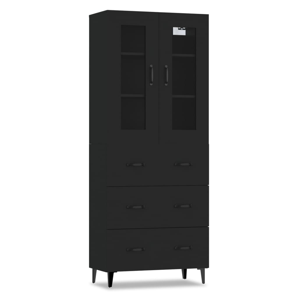 Kaappi musta 69,5x34x180 cm tekninen puu - Sisustajankoti.fi