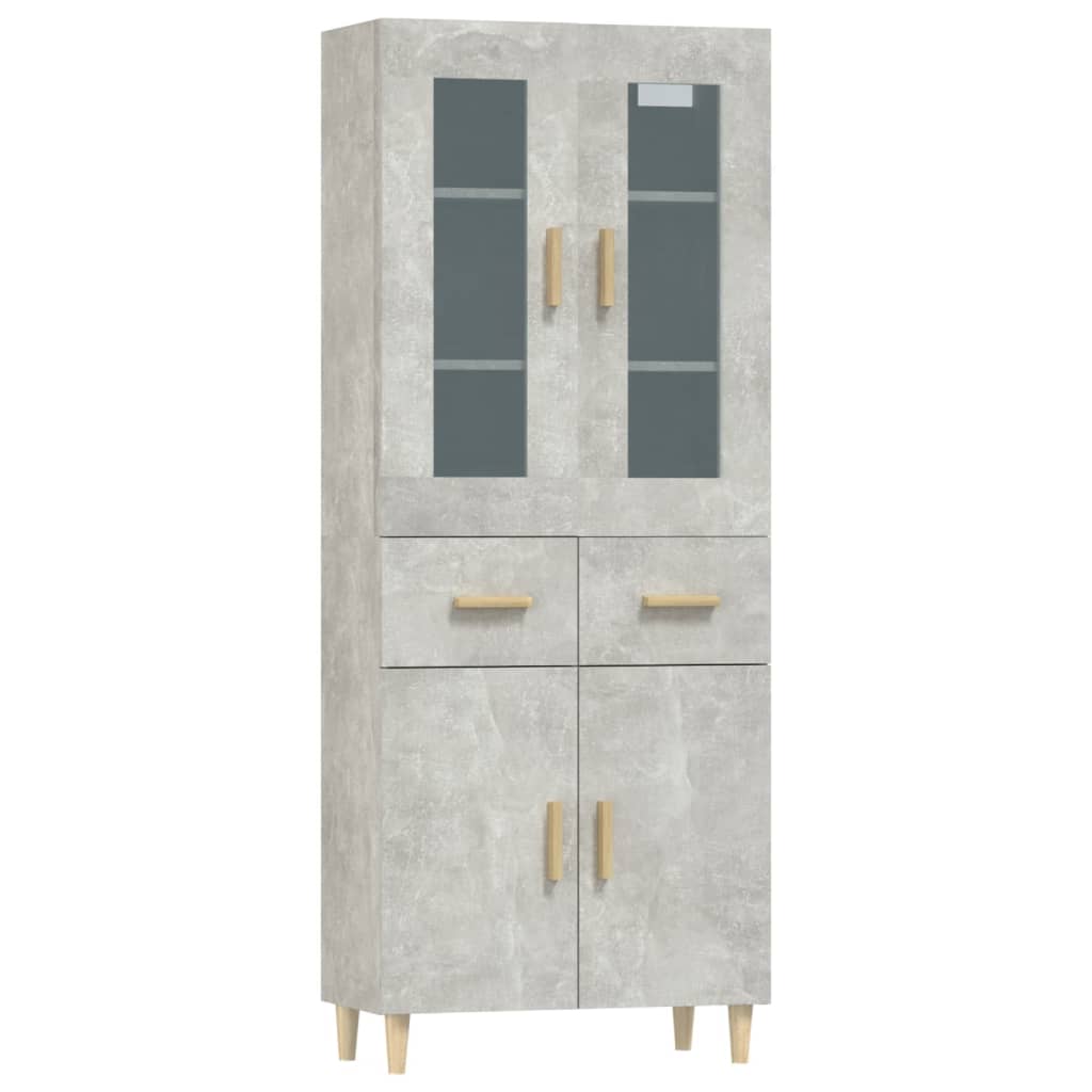 Kaappi betoninharmaa 69,5x34x180 cm tekninen puu - Sisustajankoti.fi