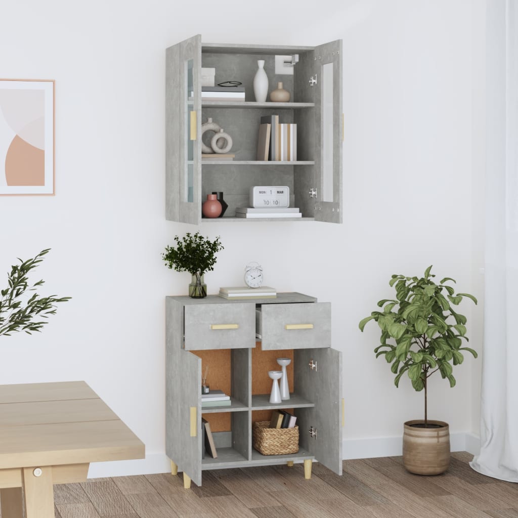 Kaappi betoninharmaa 69,5x34x180 cm tekninen puu - Sisustajankoti.fi