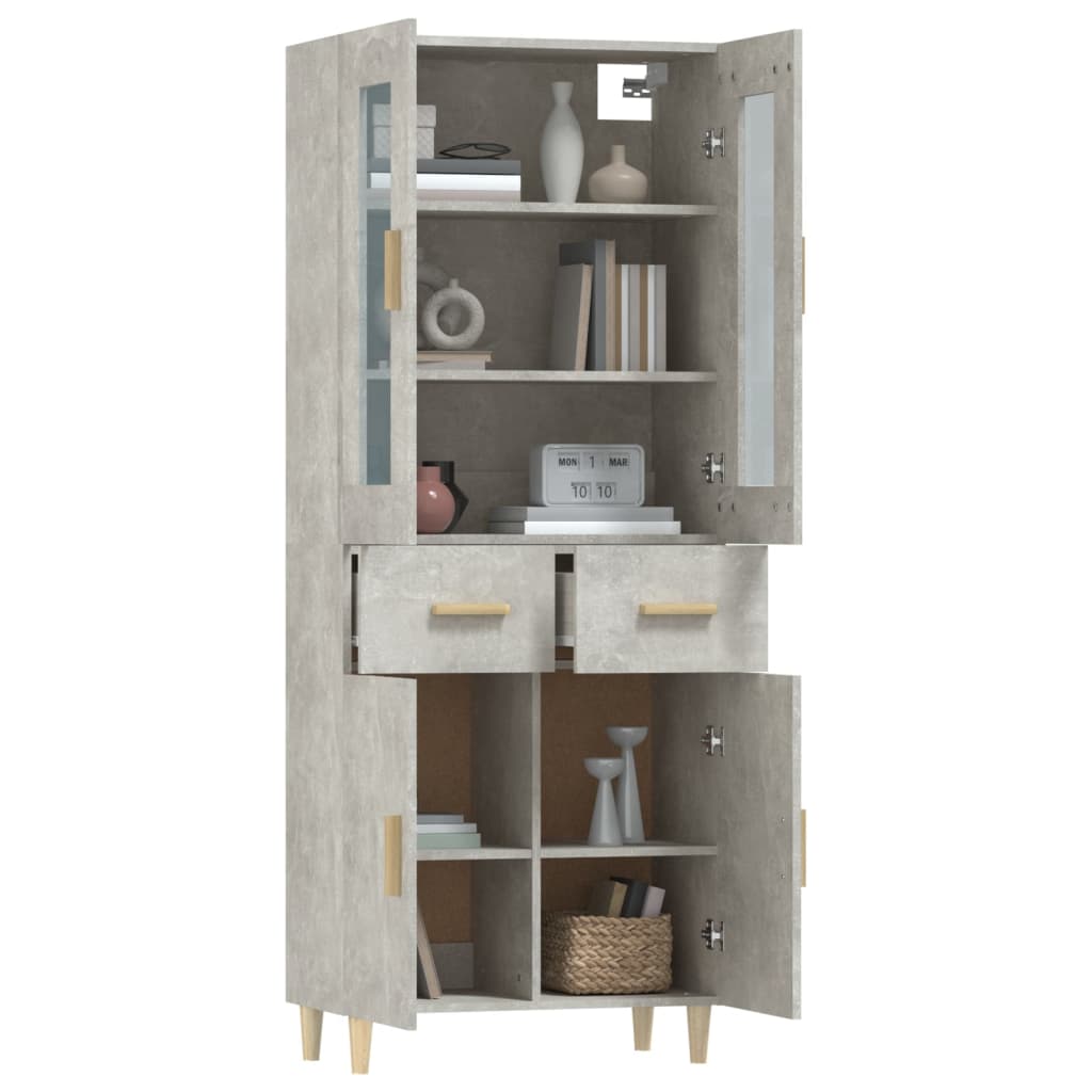 Kaappi betoninharmaa 69,5x34x180 cm tekninen puu - Sisustajankoti.fi