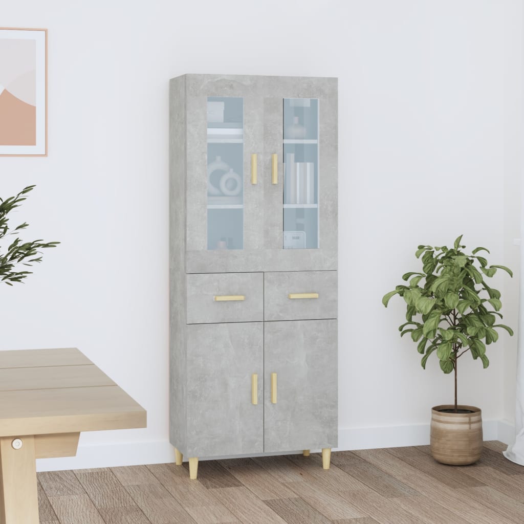 Kaappi betoninharmaa 69,5x34x180 cm tekninen puu - Sisustajankoti.fi