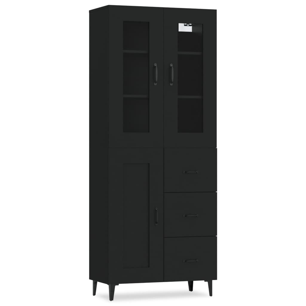 Kaappi musta 69,5x34x180 cm tekninen puu - Sisustajankoti.fi