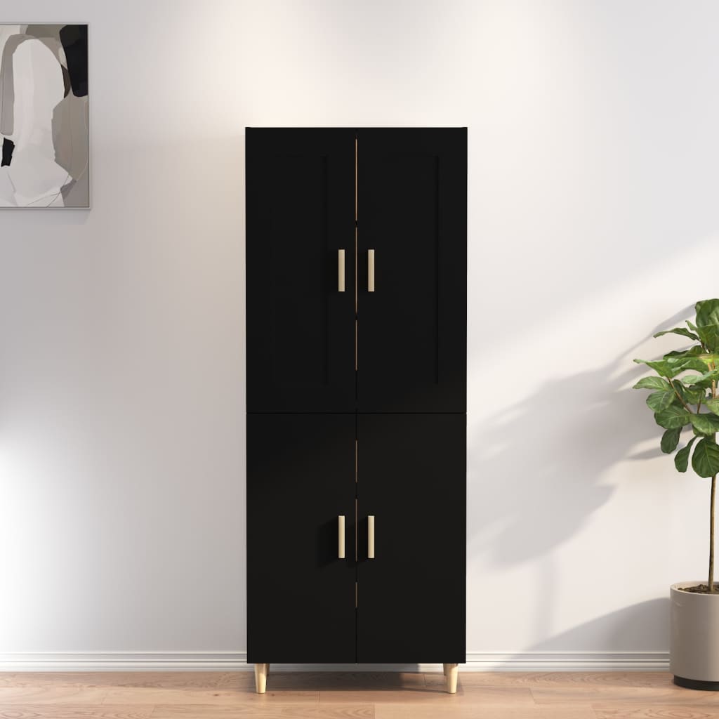 Kaappi musta 70x34x180 cm tekninen puu - Sisustajankoti.fi