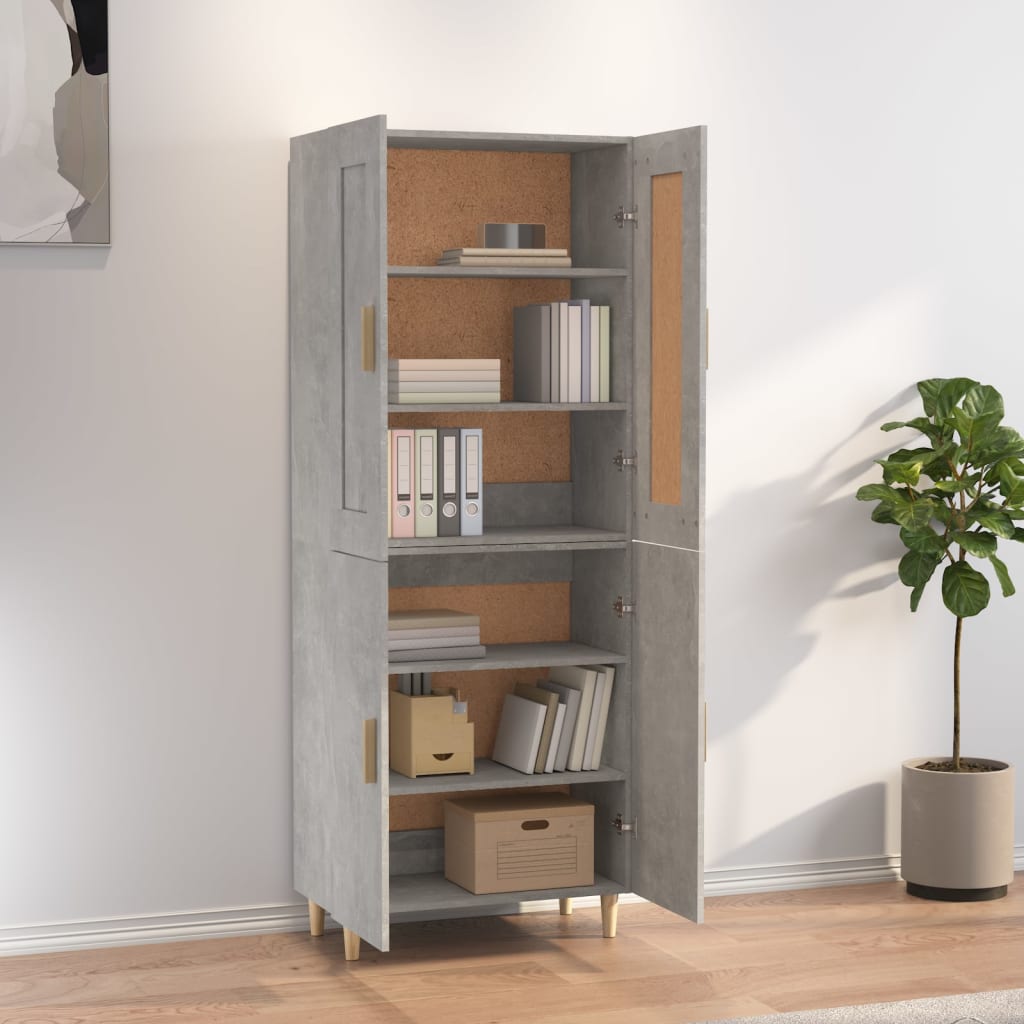 Kaappi betoninharmaa 70x34x180 cm tekninen puu - Sisustajankoti.fi