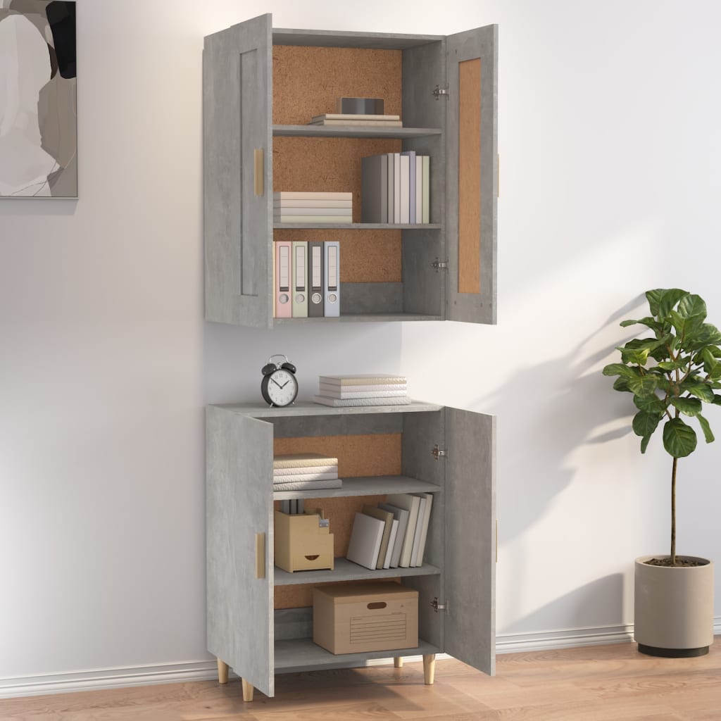 Kaappi betoninharmaa 70x34x180 cm tekninen puu - Sisustajankoti.fi