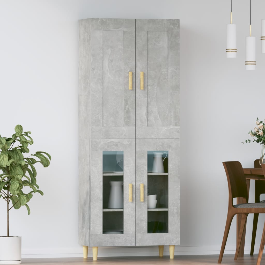 Kaappi betoninharmaa 69,5x34x180 cm tekninen puu - Sisustajankoti.fi