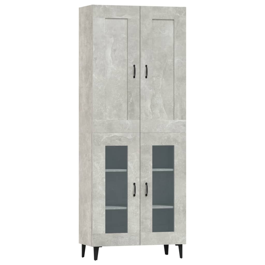 Kaappi betoninharmaa 69,5x34x180 cm tekninen puu - Sisustajankoti.fi
