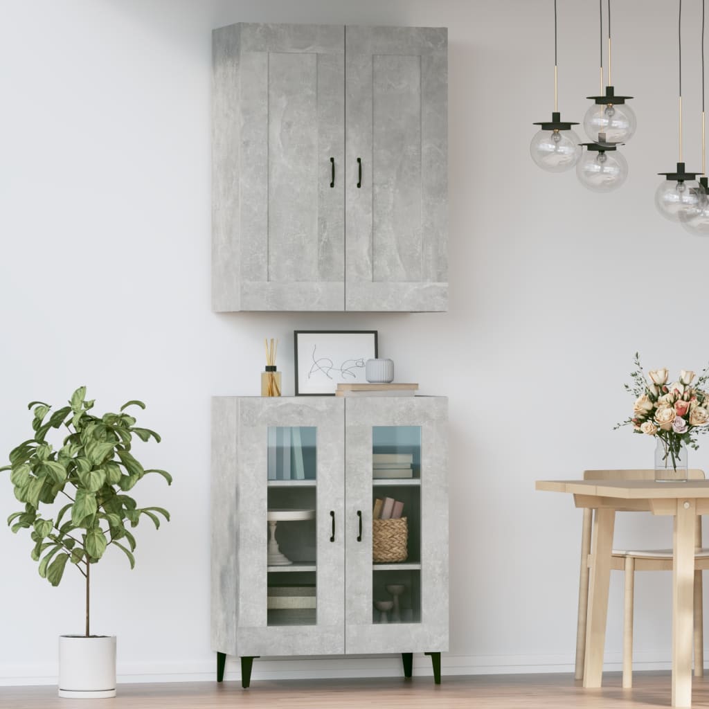 Kaappi betoninharmaa 69,5x34x180 cm tekninen puu - Sisustajankoti.fi