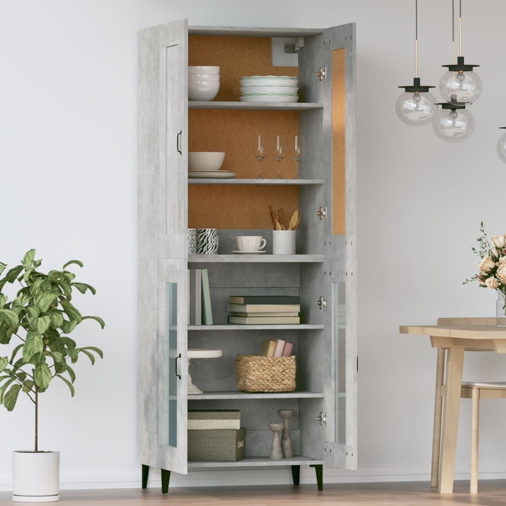 Kaappi betoninharmaa 69,5x34x180 cm tekninen puu - Sisustajankoti.fi