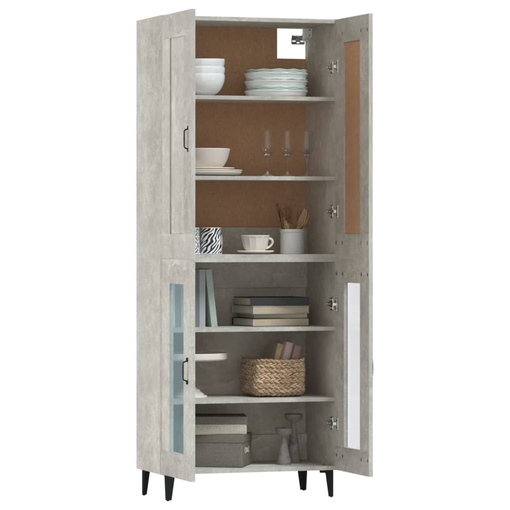Kaappi betoninharmaa 69,5x34x180 cm tekninen puu - Sisustajankoti.fi