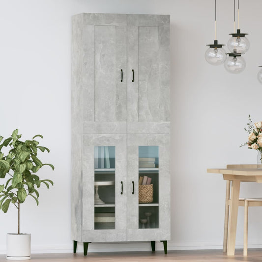 Kaappi betoninharmaa 69,5x34x180 cm tekninen puu - Sisustajankoti.fi