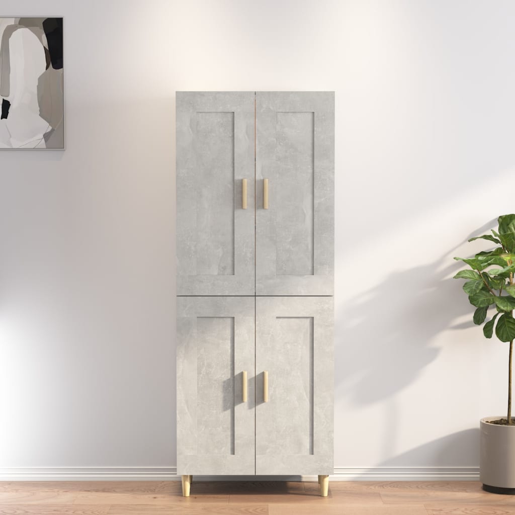 Kaappi betoninharmaa 69,5x34x180 cm tekninen puu - Sisustajankoti.fi