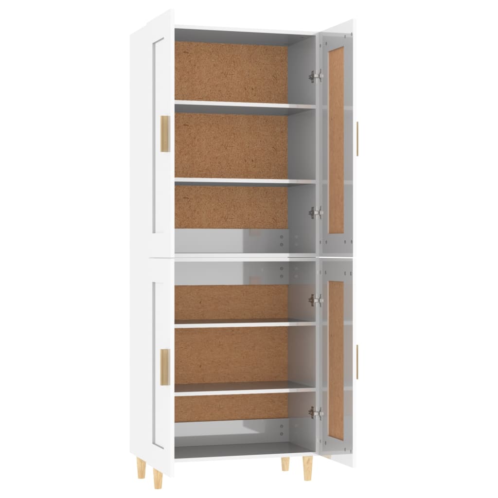 Kaappi korkeakiilto valkoinen 69,5x34x180 cm tekninen puu - Sisustajankoti.fi