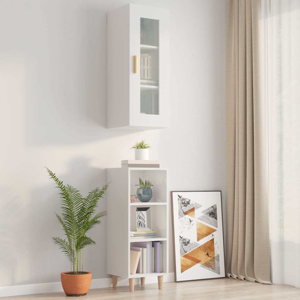 Kaappi korkeakiilto valkoinen 34,5x34x180 cm tekninen puu - Sisustajankoti.fi