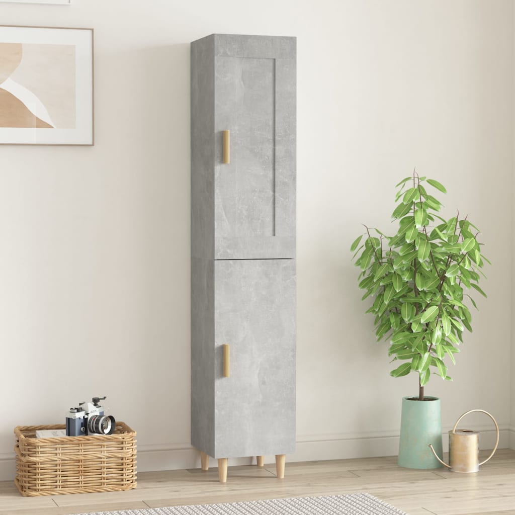 Kaappi betoninharmaa 35x34x180 cm tekninen puu - Sisustajankoti.fi