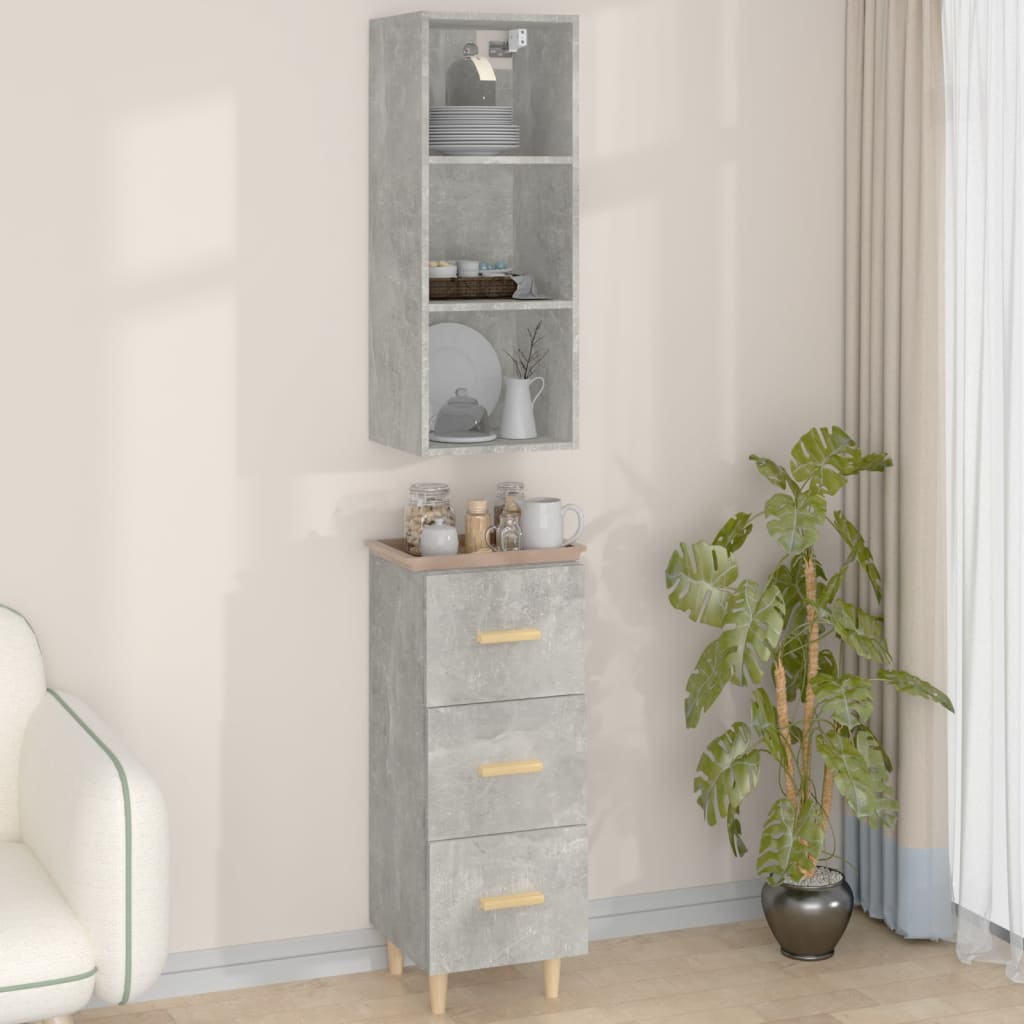Kaappi betoninharmaa 34,5x34x180 cm tekninen puu - Sisustajankoti.fi