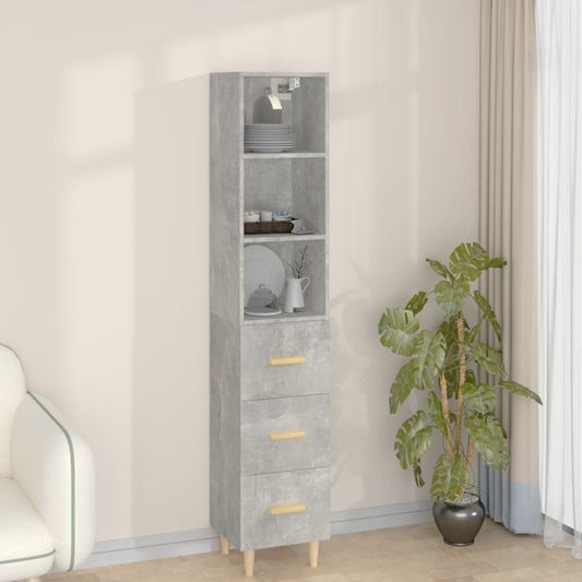 Kaappi betoninharmaa 34,5x34x180 cm tekninen puu - Sisustajankoti.fi