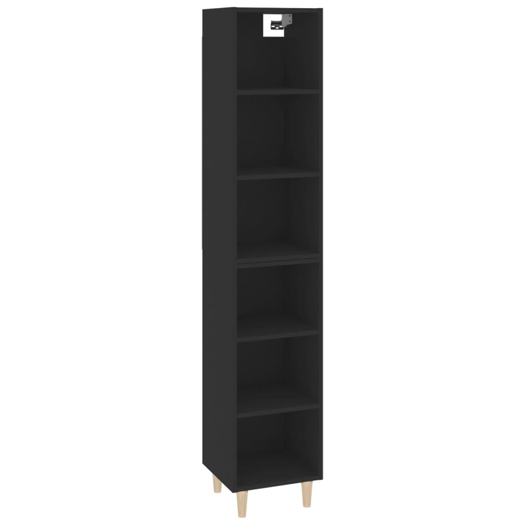 Kaappi musta 34,5x32,5x180 cm tekninen puu - Sisustajankoti.fi