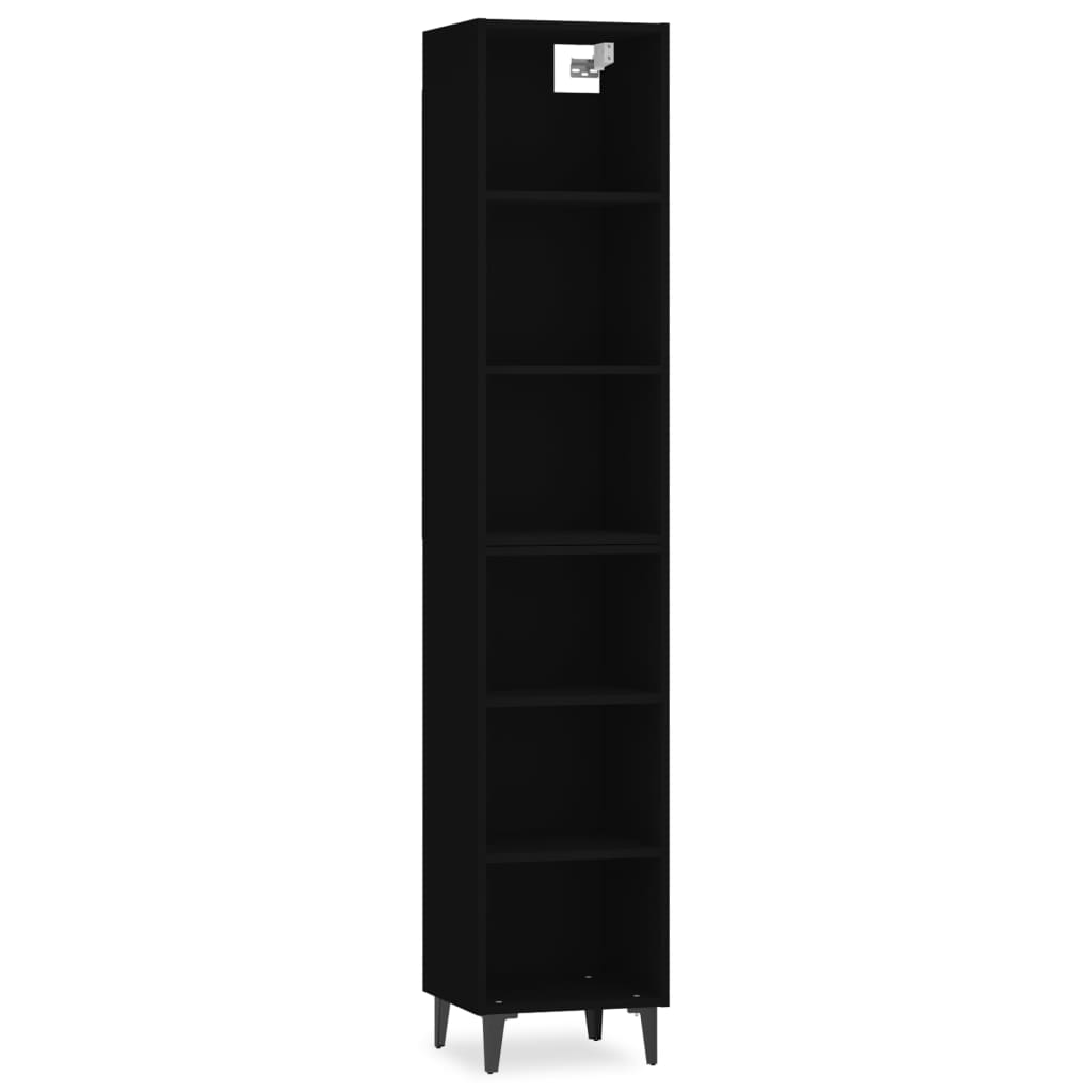 Kaappi musta 34,5x32,5x180 cm tekninen puu - Sisustajankoti.fi