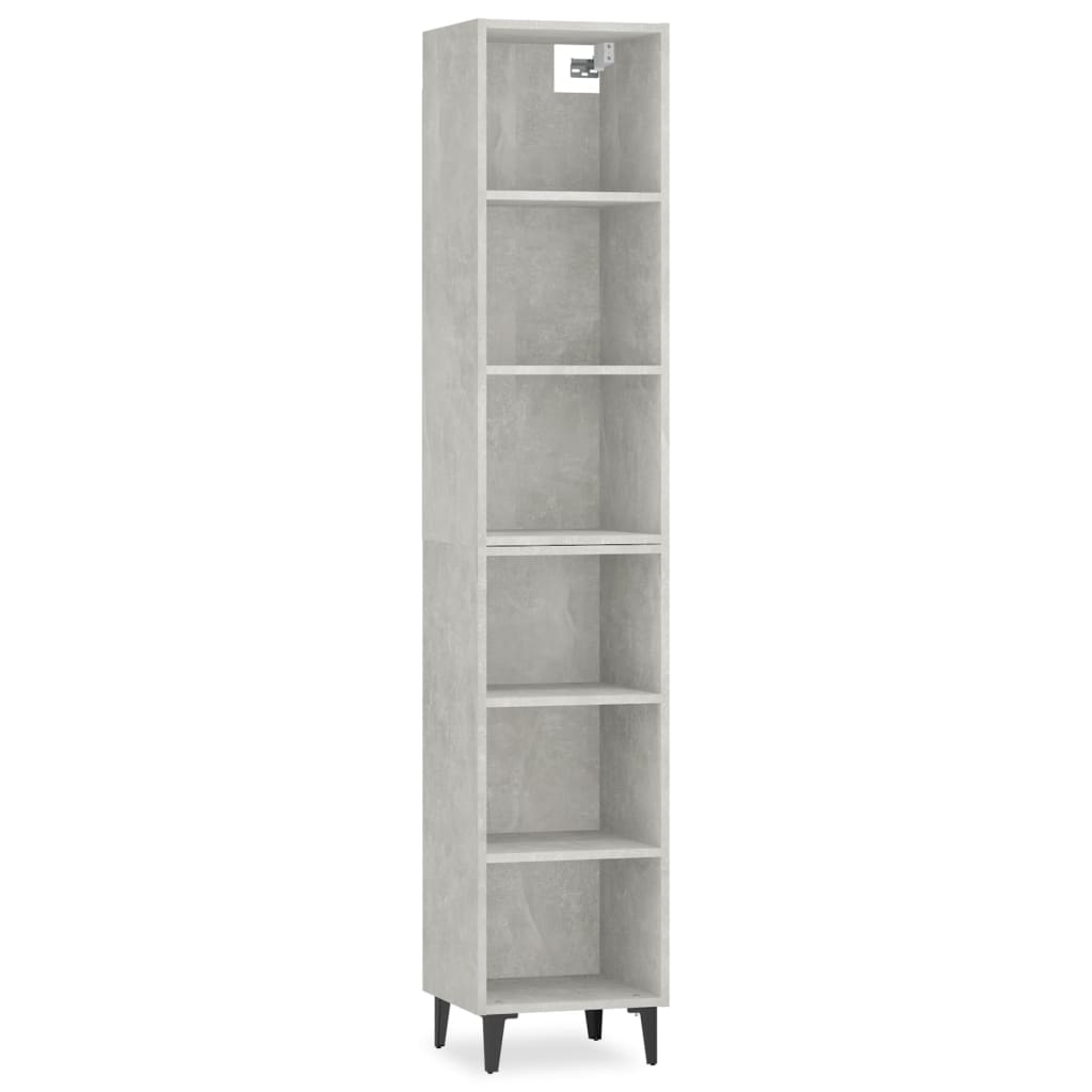 Kaappi betoninharmaa 34,5x32,5x180 cm tekninen puu - Sisustajankoti.fi