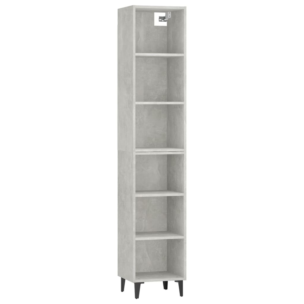 Kaappi betoninharmaa 34,5x32,5x180 cm tekninen puu - Sisustajankoti.fi