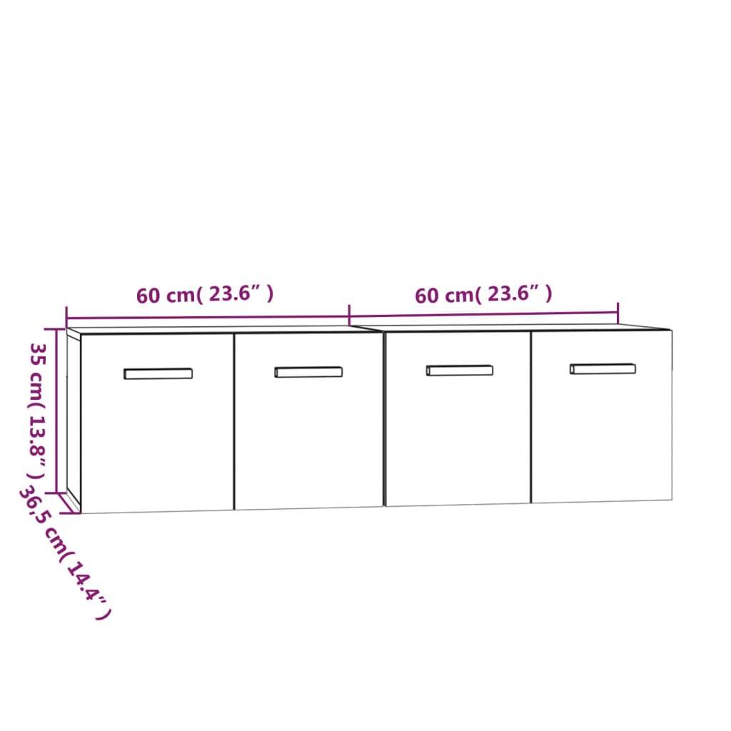 Seinäkaapit 2 kpl savutammi 60x36,5x35 cm tekninen puu - Sisustajankoti.fi