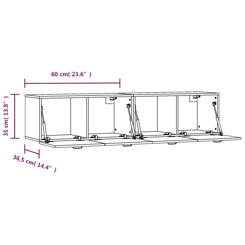 Seinäkaapit 2 kpl musta 60x36,5x35 cm tekninen puu - Sisustajankoti.fi