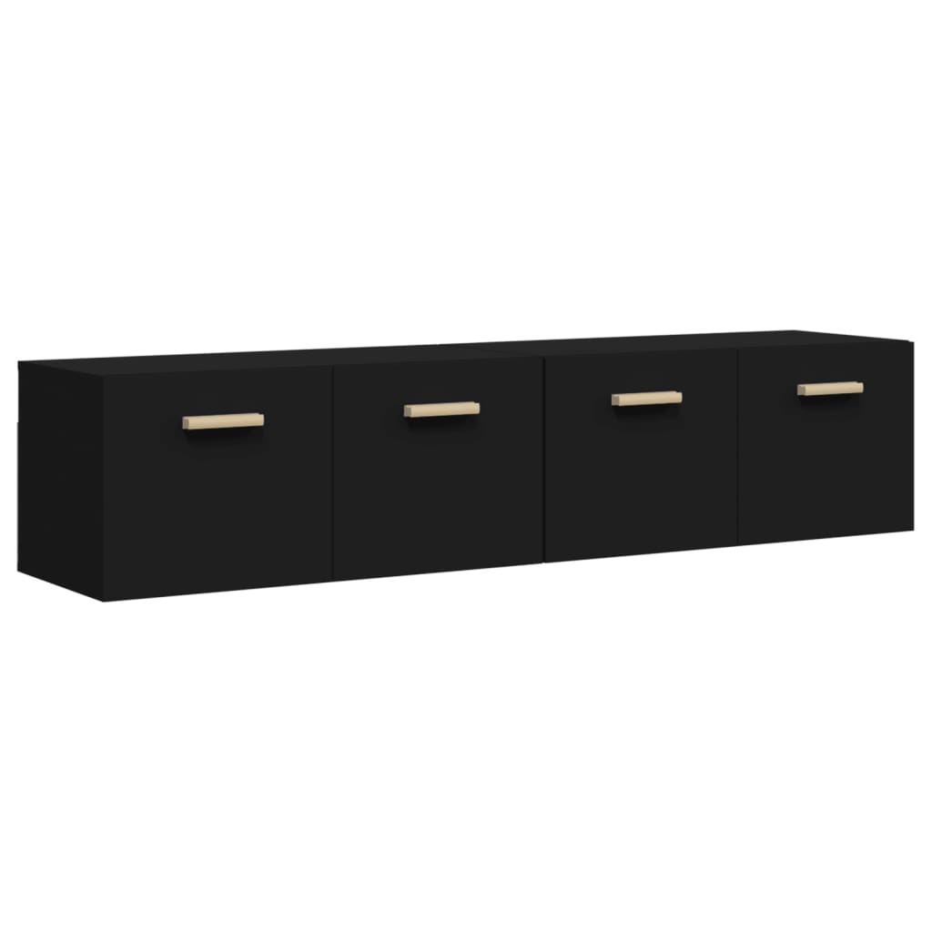 Seinäkaapit 2 kpl musta 80x35x36,5 cm tekninen puu - Sisustajankoti.fi