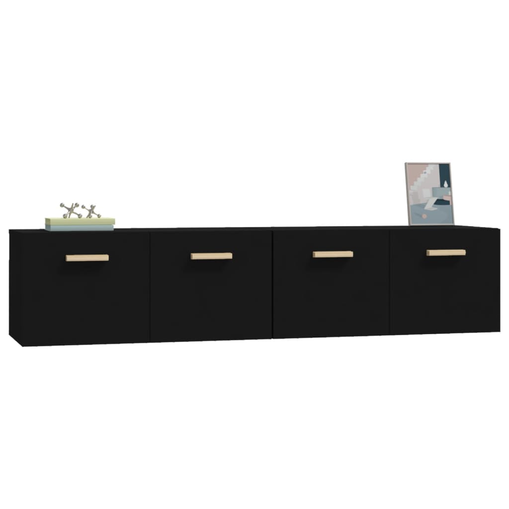 Seinäkaapit 2 kpl musta 80x35x36,5 cm tekninen puu - Sisustajankoti.fi
