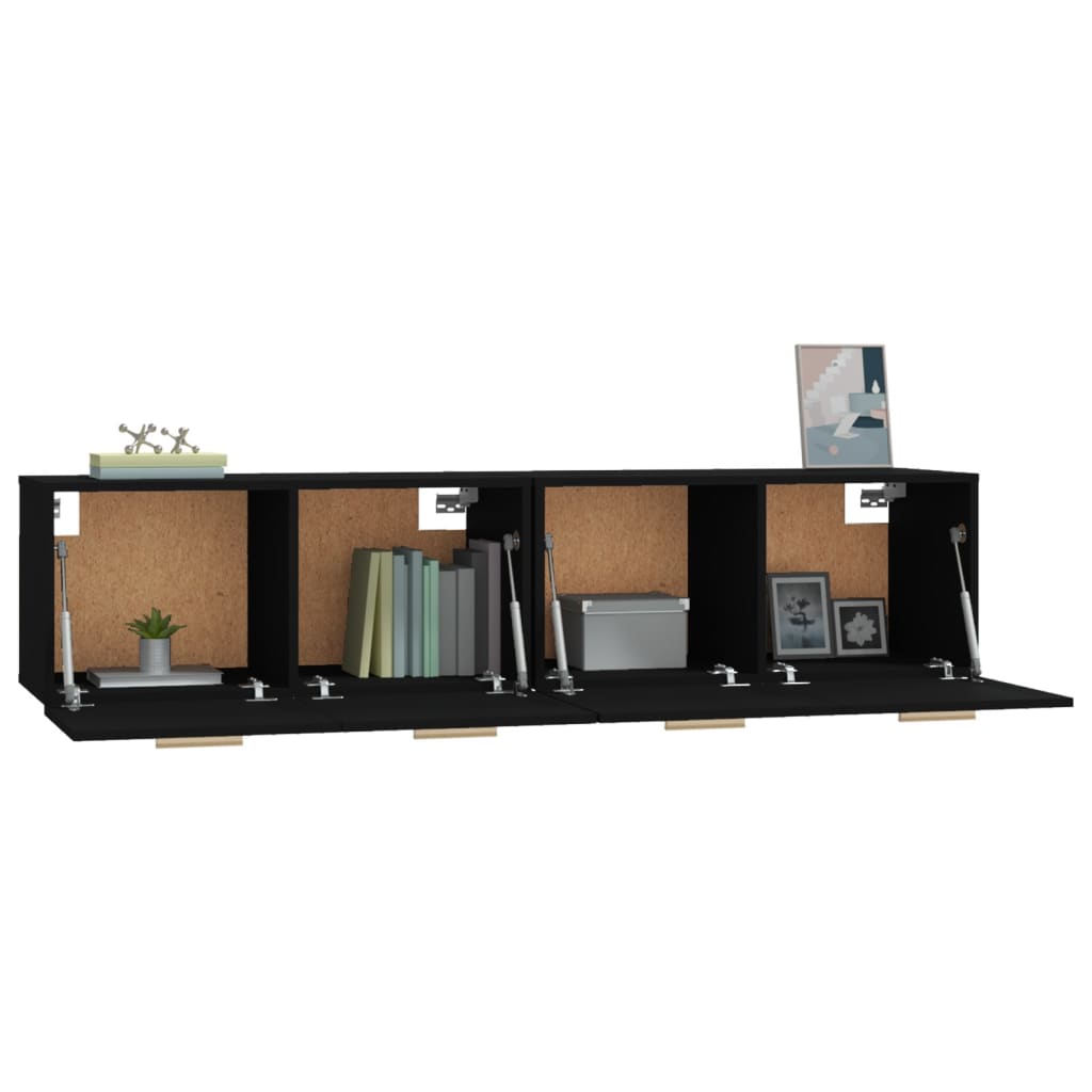 Seinäkaapit 2 kpl musta 80x35x36,5 cm tekninen puu - Sisustajankoti.fi