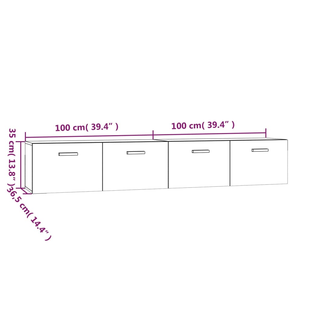 Seinäkaapit 2 kpl musta 100x36,5x35 cm tekninen puu - Sisustajankoti.fi