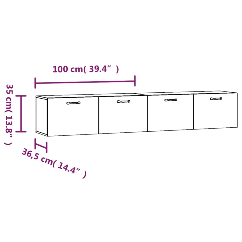 Seinäkaapit 2 kpl musta 100x36,5x35 cm tekninen puu - Sisustajankoti.fi