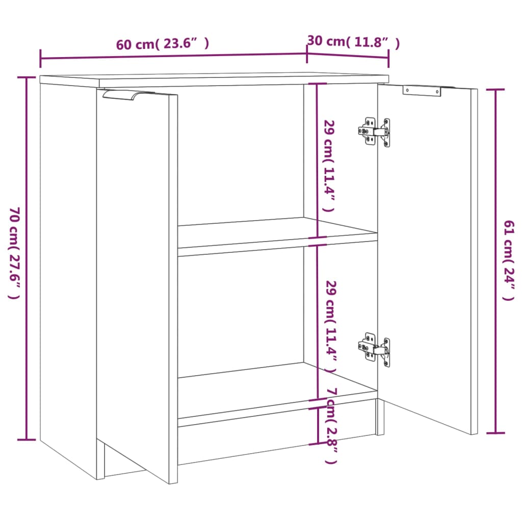 Senkit 2 kpl valkoinen 60x30x70 cm tekninen puu - Sisustajankoti.fi