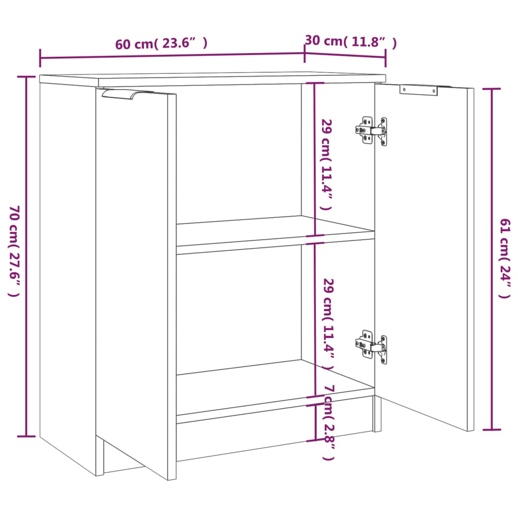 Senkit 2 kpl ruskea tammi 60x30x70 cm tekninen puu - Sisustajankoti.fi