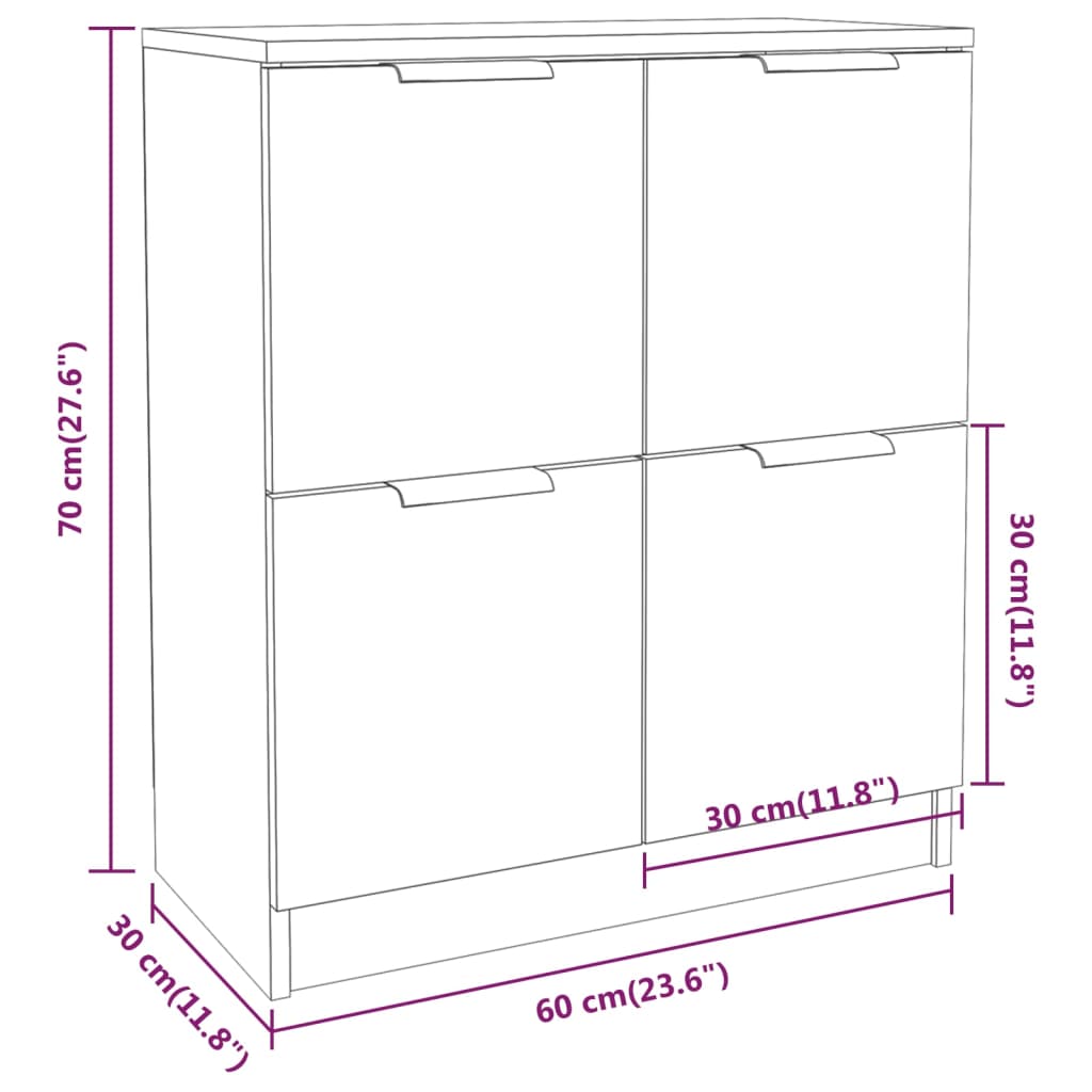 Senkit 2 kpl Sonoma-tammi 60x30x70 cm tekninen puu - Sisustajankoti.fi