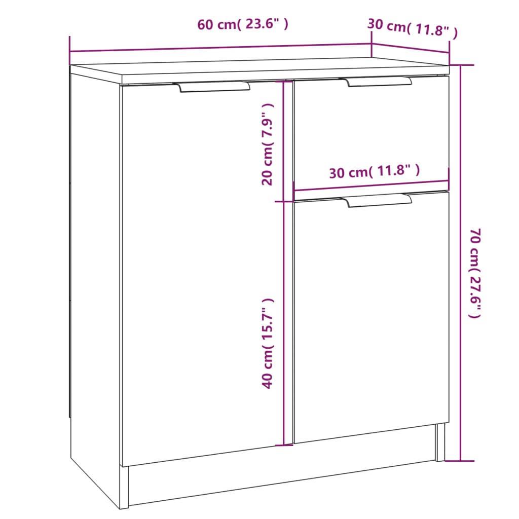 Senkit 2 kpl valkoinen 60x30x70 cm tekninen puu - Sisustajankoti.fi