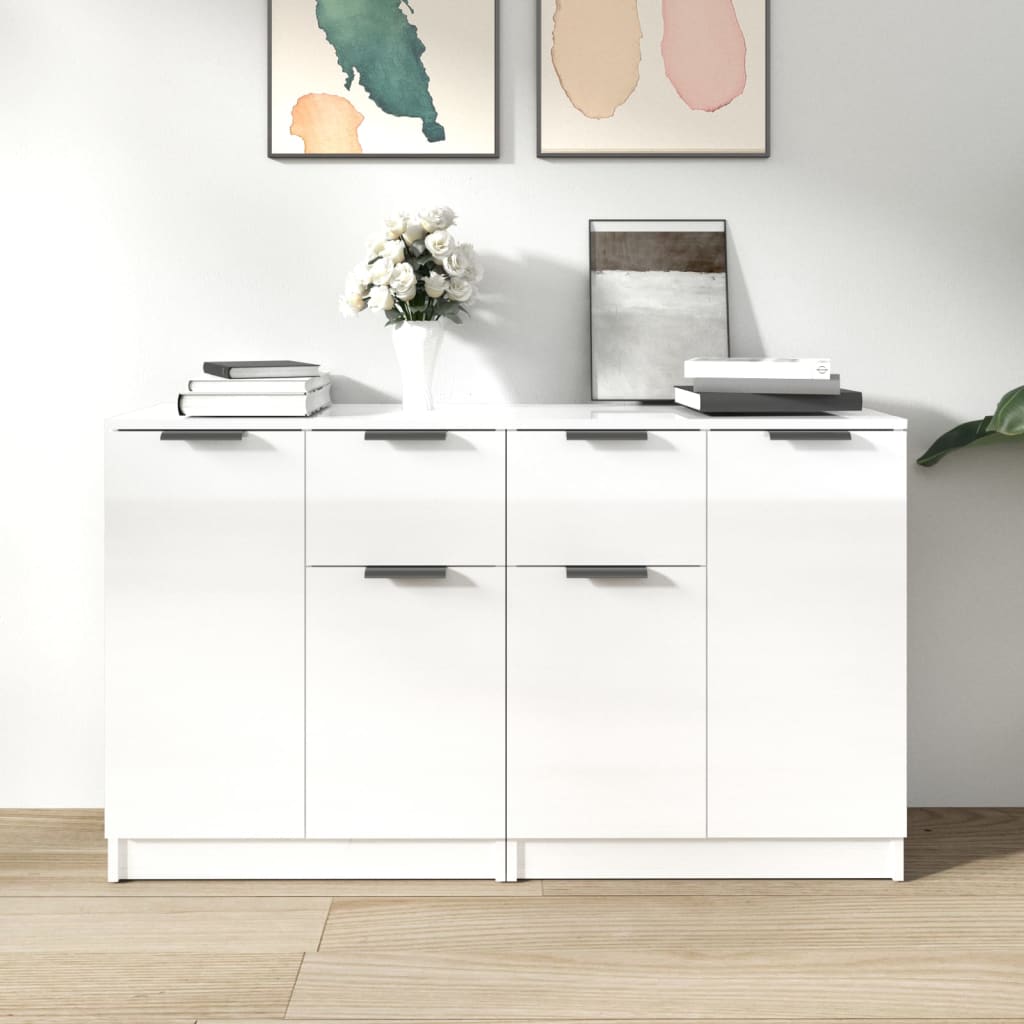 Senkki 2 kpl korkeakiilto valkoinen 60x30x70 cm tekninen puu - Sisustajankoti.fi