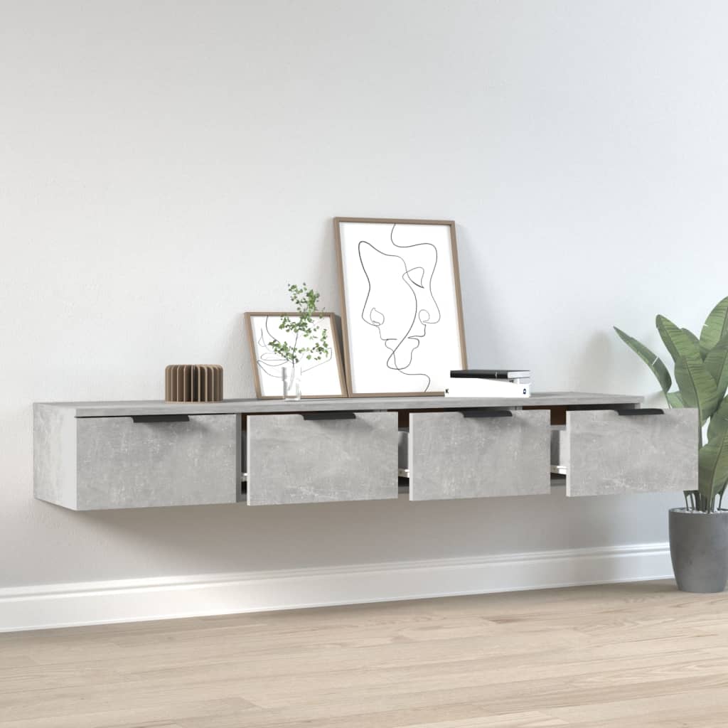 Seinäkaapit 2 kpl betoninharmaa 68x30x20 cm tekninen puu - Sisustajankoti.fi