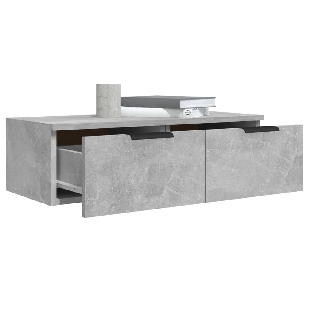 Seinäkaapit 2 kpl betoninharmaa 68x30x20 cm tekninen puu - Sisustajankoti.fi