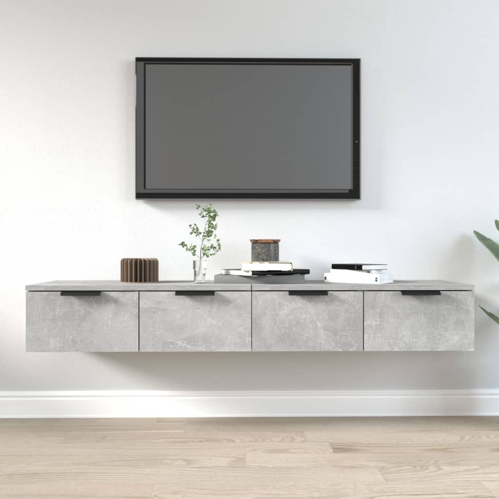 Seinäkaapit 2 kpl betoninharmaa 68x30x20 cm tekninen puu - Sisustajankoti.fi
