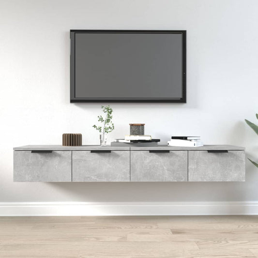 Seinäkaapit 2 kpl betoninharmaa 68x30x20 cm tekninen puu - Sisustajankoti.fi