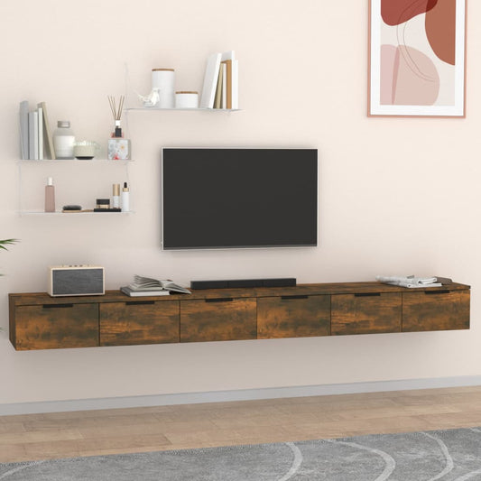 Seinäkaapit 2 kpl savutammi 102x30x20 cm tekninen puu - Sisustajankoti.fi