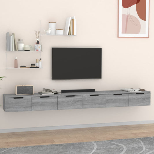 Seinäkaapit 2 kpl harmaa Sonoma 102x30x20 cm tekninen puu - Sisustajankoti.fi