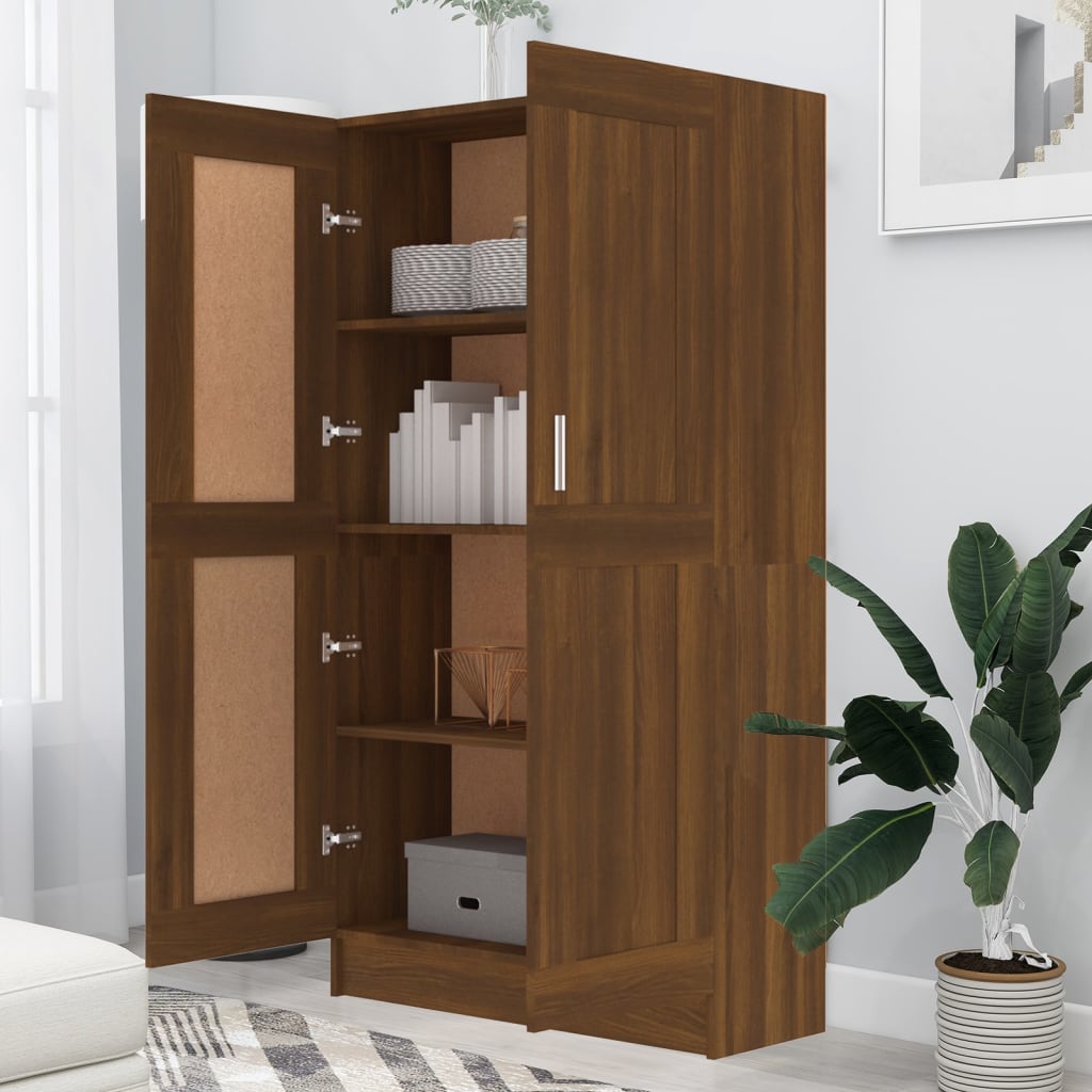 Kirjakaappi ruskea tammi 82,5x30,5x150 cm tekninen puu - Sisustajankoti.fi