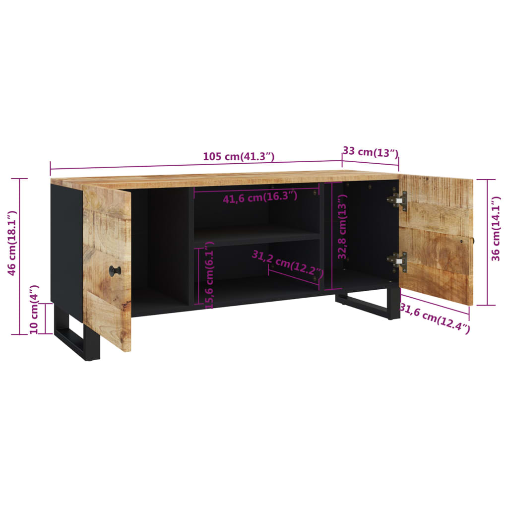 TV-taso 105x33x46 cm täysi mangopuu - Sisustajankoti.fi